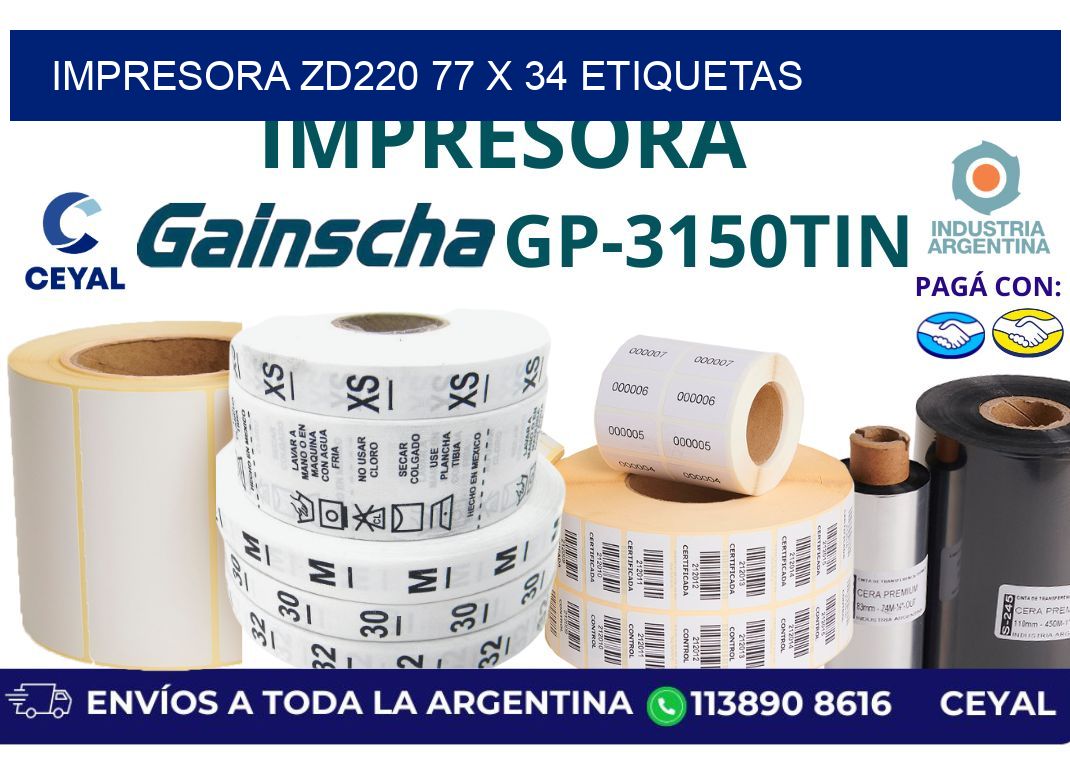 impresora zd220 77 x 34 etiquetas