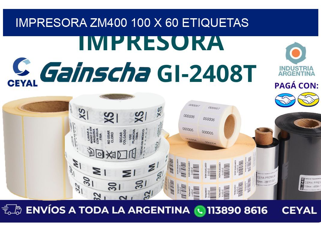 impresora zm400 100 x 60 etiquetas