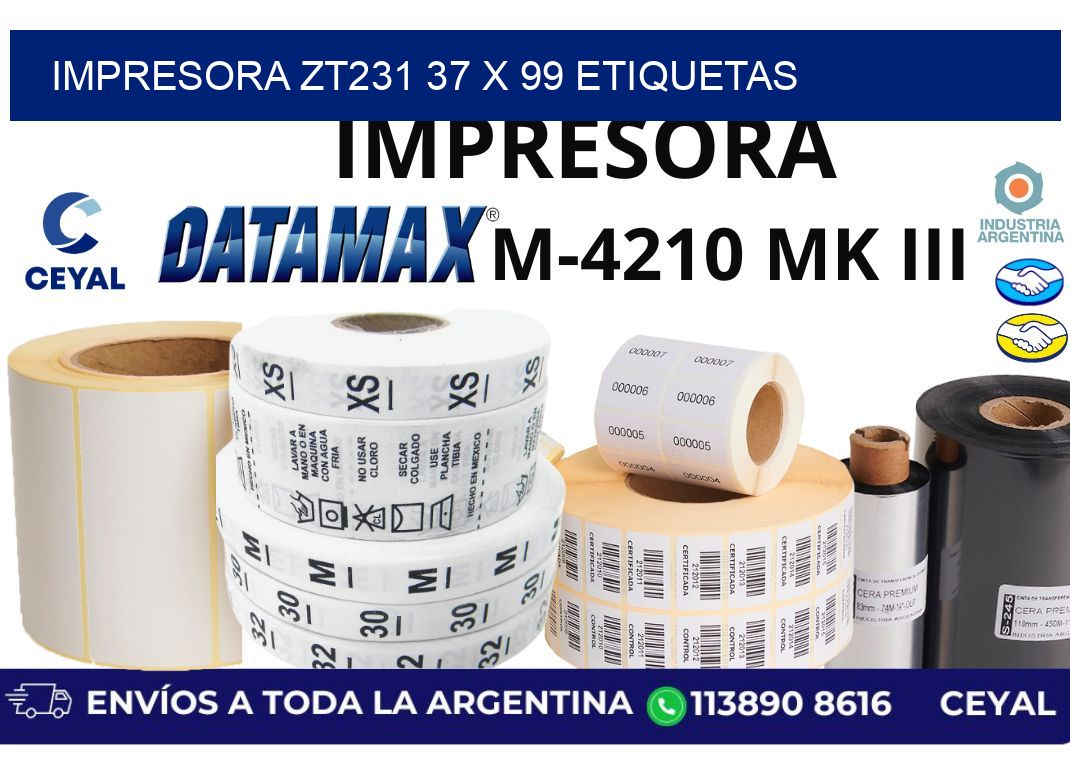 impresora zt231 37 x 99 etiquetas