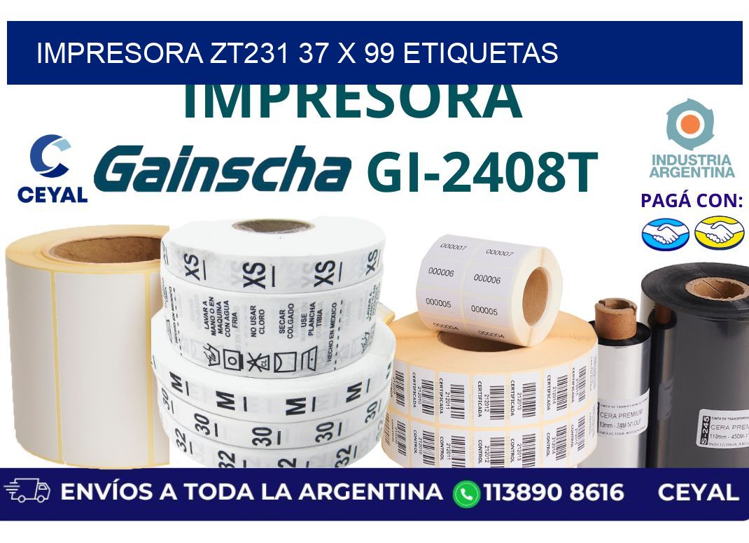 impresora zt231 37 x 99 etiquetas
