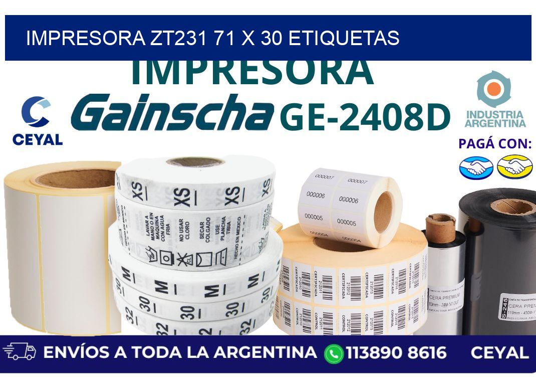 impresora zt231 71 x 30 etiquetas