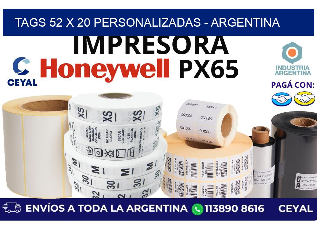 tags 52 x 20 personalizadas - Argentina