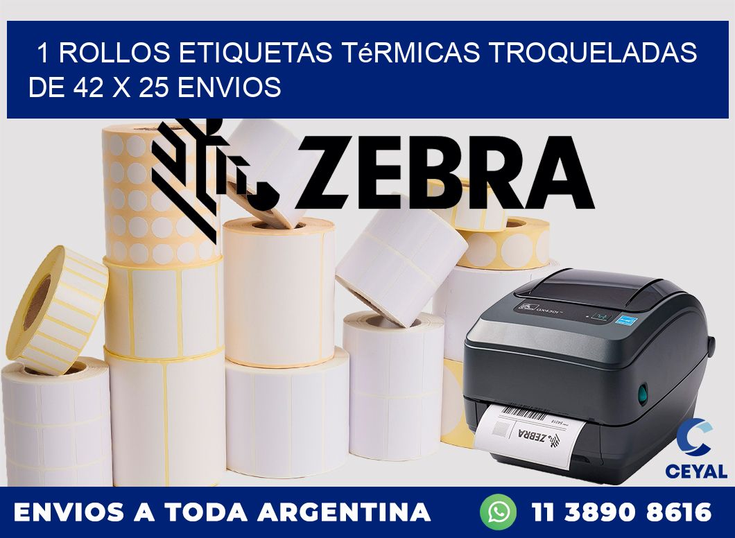 1 Rollos Etiquetas Térmicas Troqueladas De 42 x 25 ENVIOS