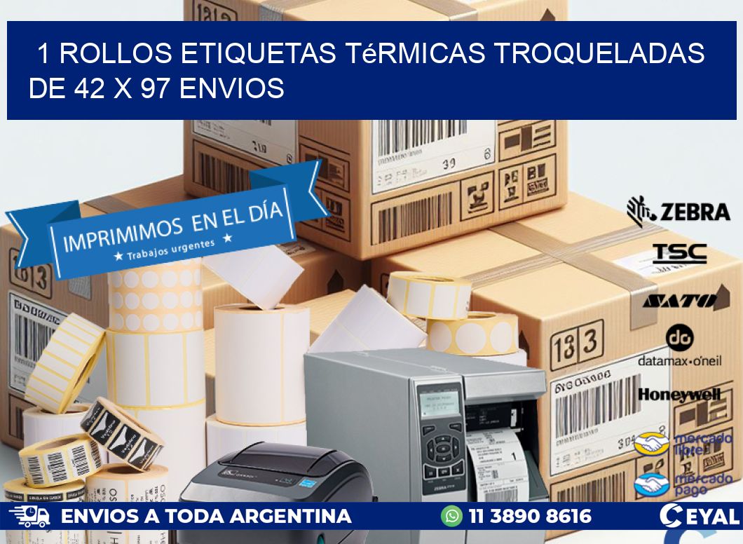 1 Rollos Etiquetas Térmicas Troqueladas De 42 x 97 ENVIOS