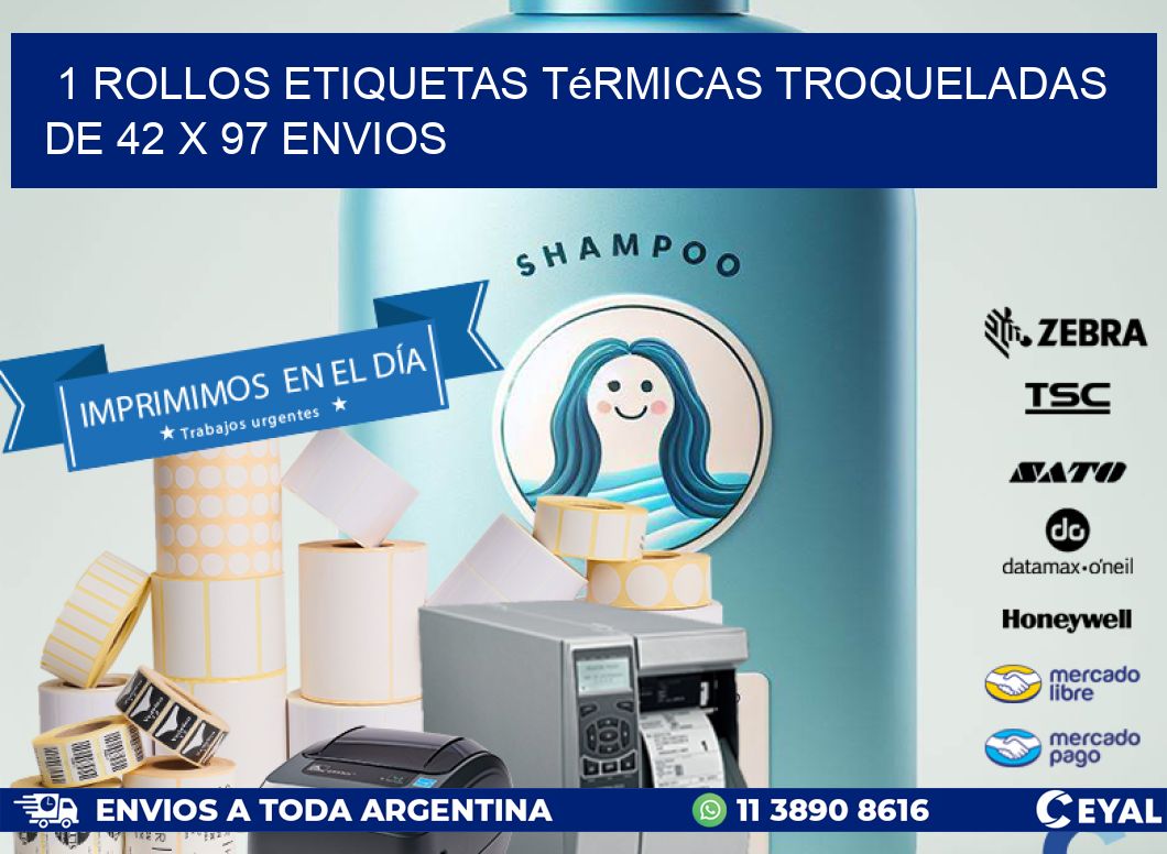 1 Rollos Etiquetas Térmicas Troqueladas De 42 x 97 ENVIOS