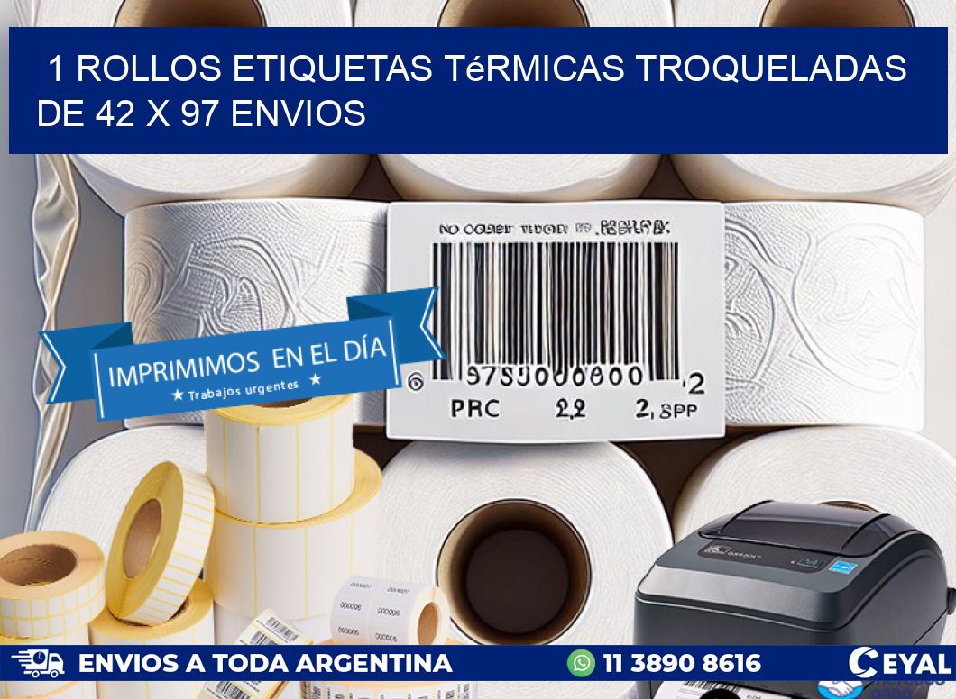 1 Rollos Etiquetas Térmicas Troqueladas De 42 x 97 ENVIOS