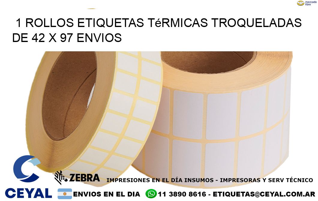1 Rollos Etiquetas Térmicas Troqueladas De 42 x 97 ENVIOS