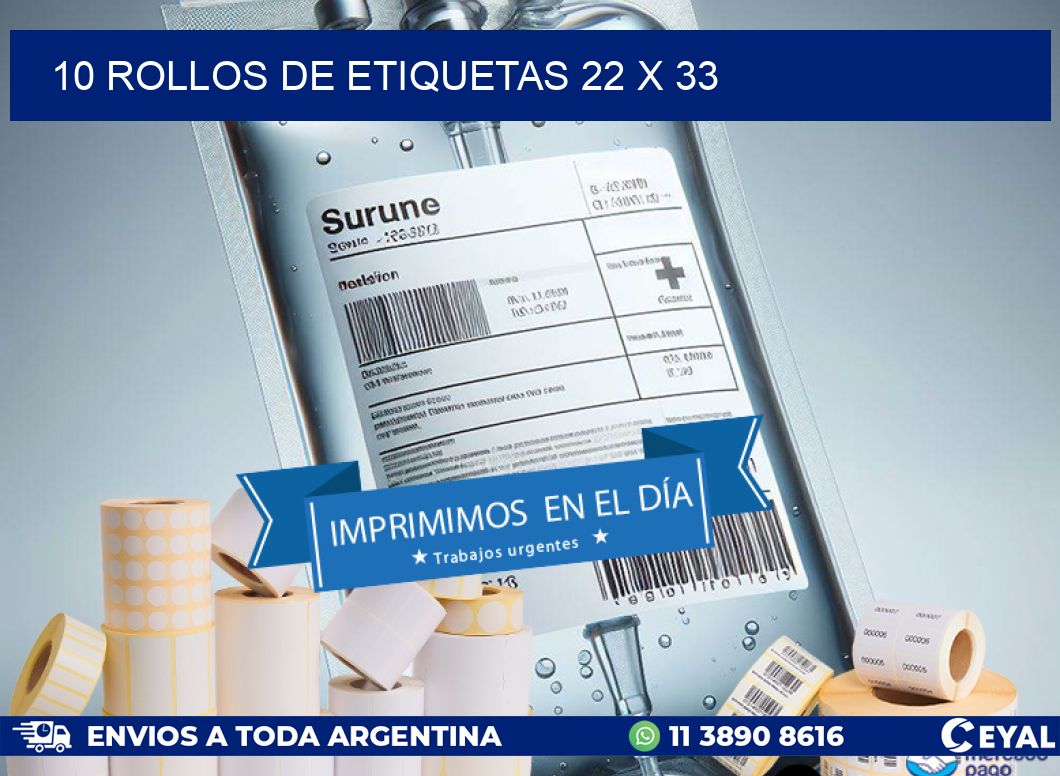 10 ROLLOS DE ETIQUETAS 22 x 33