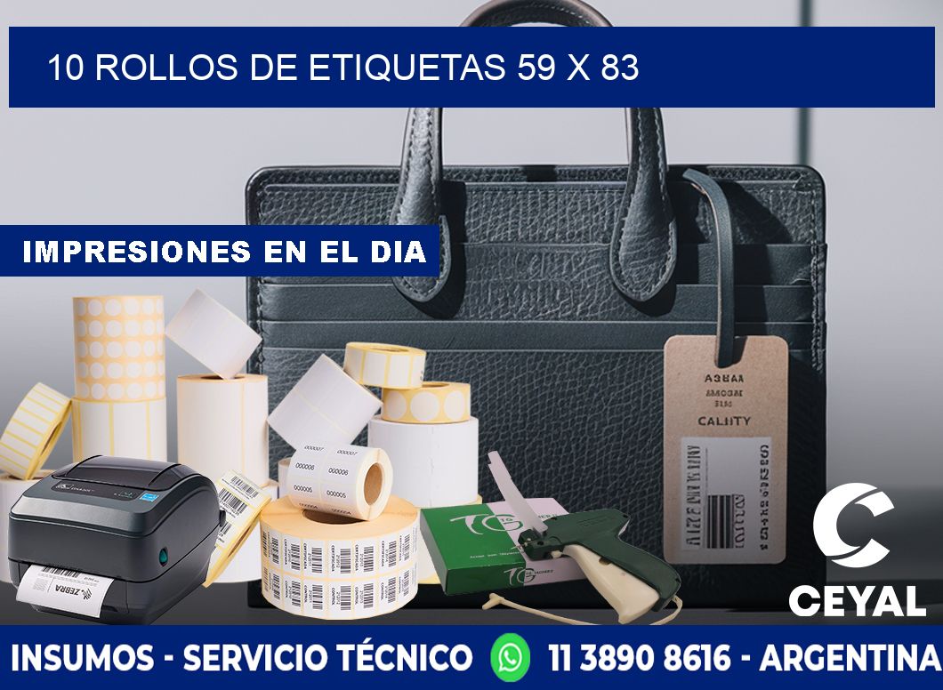 10 ROLLOS DE ETIQUETAS 59 x 83