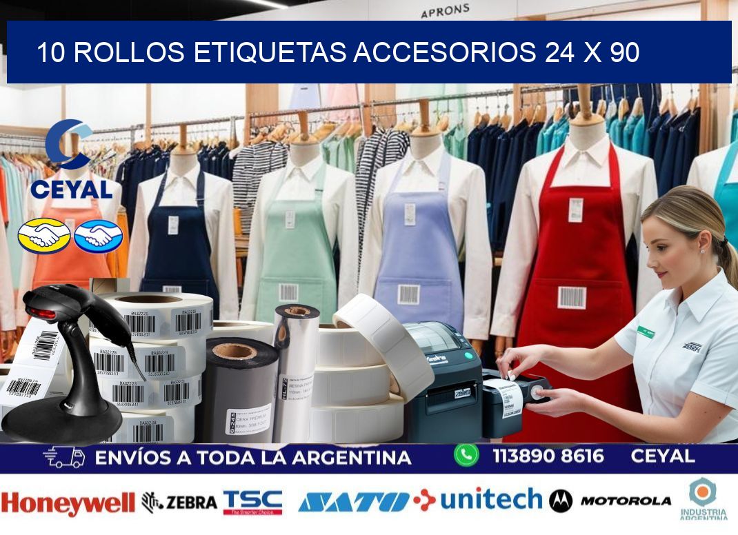 10 ROLLOS ETIQUETAS ACCESORIOS 24 x 90