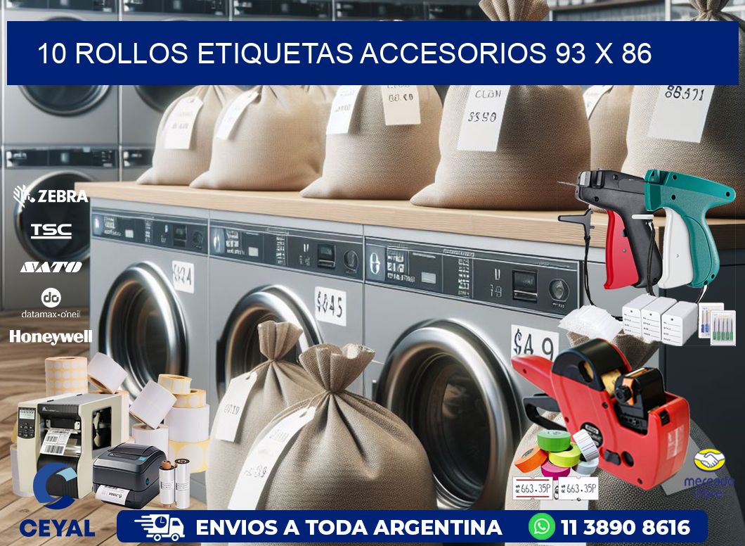 10 ROLLOS ETIQUETAS ACCESORIOS 93 x 86