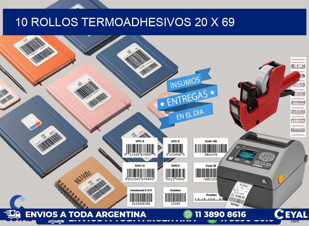 10 ROLLOS TERMOADHESIVOS 20 x 69