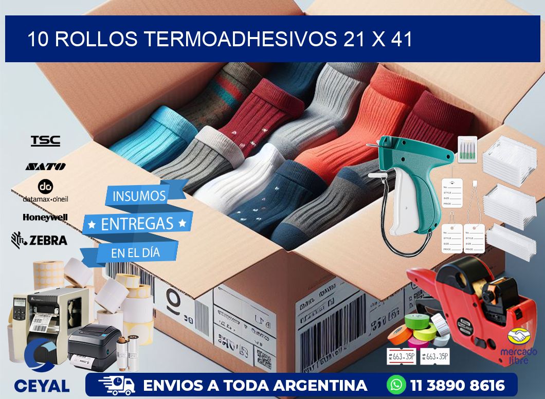 10 ROLLOS TERMOADHESIVOS 21 x 41
