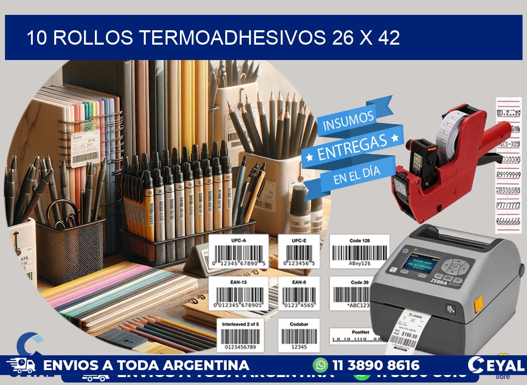 10 ROLLOS TERMOADHESIVOS 26 x 42