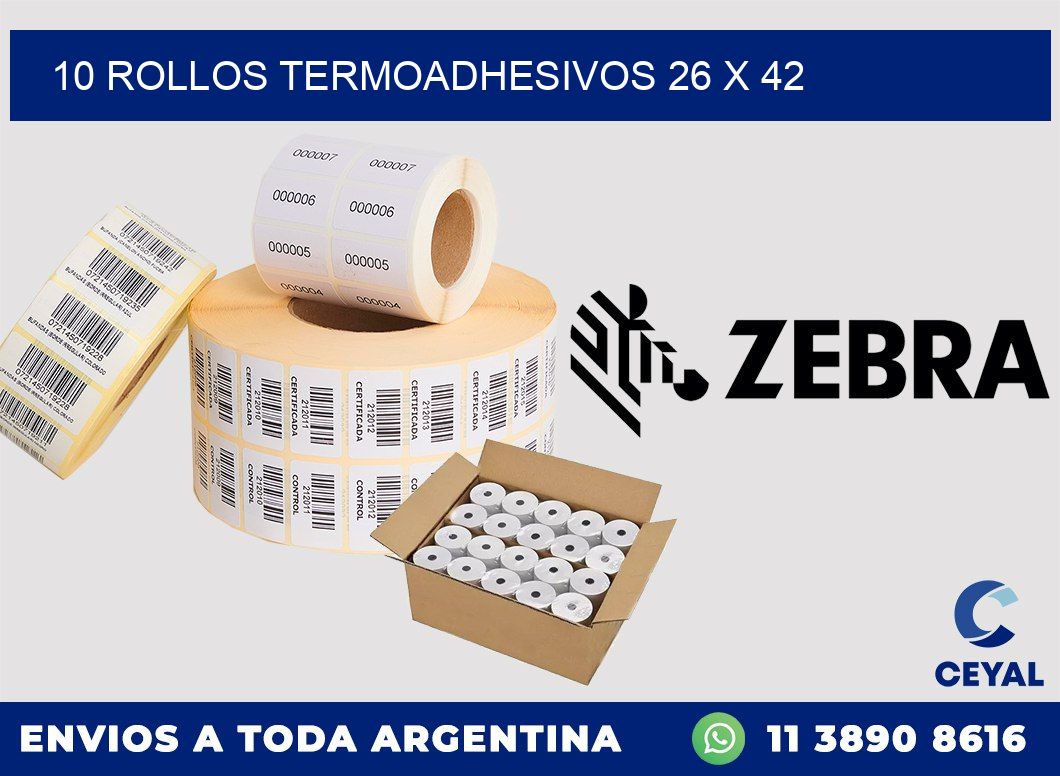 10 ROLLOS TERMOADHESIVOS 26 x 42