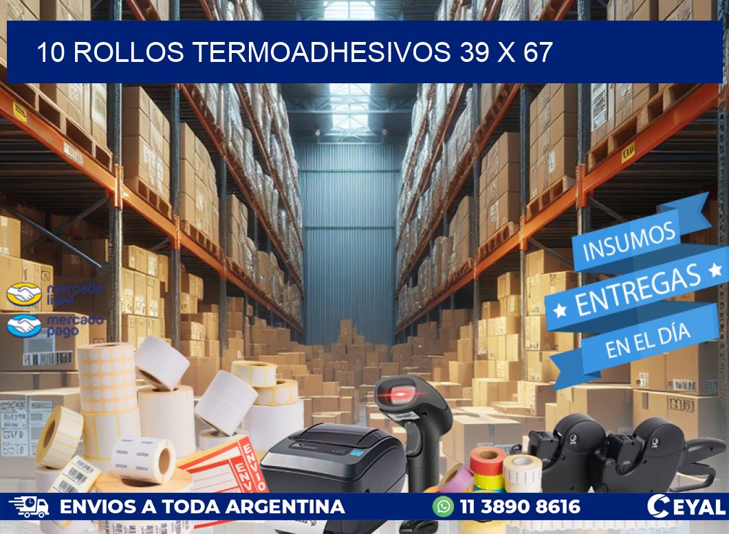 10 ROLLOS TERMOADHESIVOS 39 x 67
