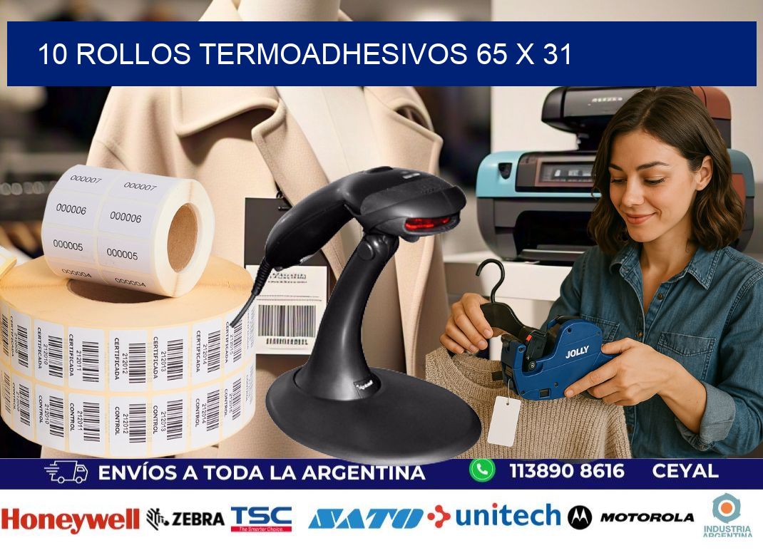 10 ROLLOS TERMOADHESIVOS 65 x 31