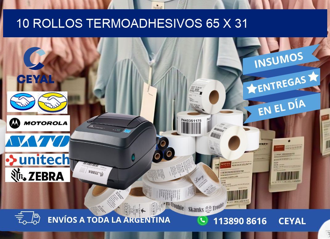 10 ROLLOS TERMOADHESIVOS 65 x 31