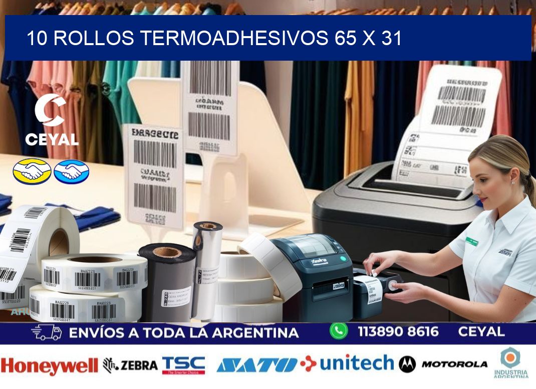 10 ROLLOS TERMOADHESIVOS 65 x 31