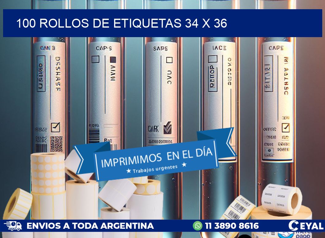 100 ROLLOS DE ETIQUETAS 34 x 36