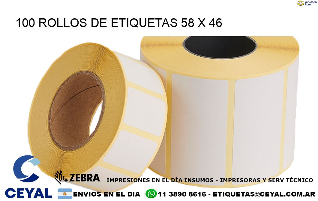 100 ROLLOS DE ETIQUETAS 58 x 46