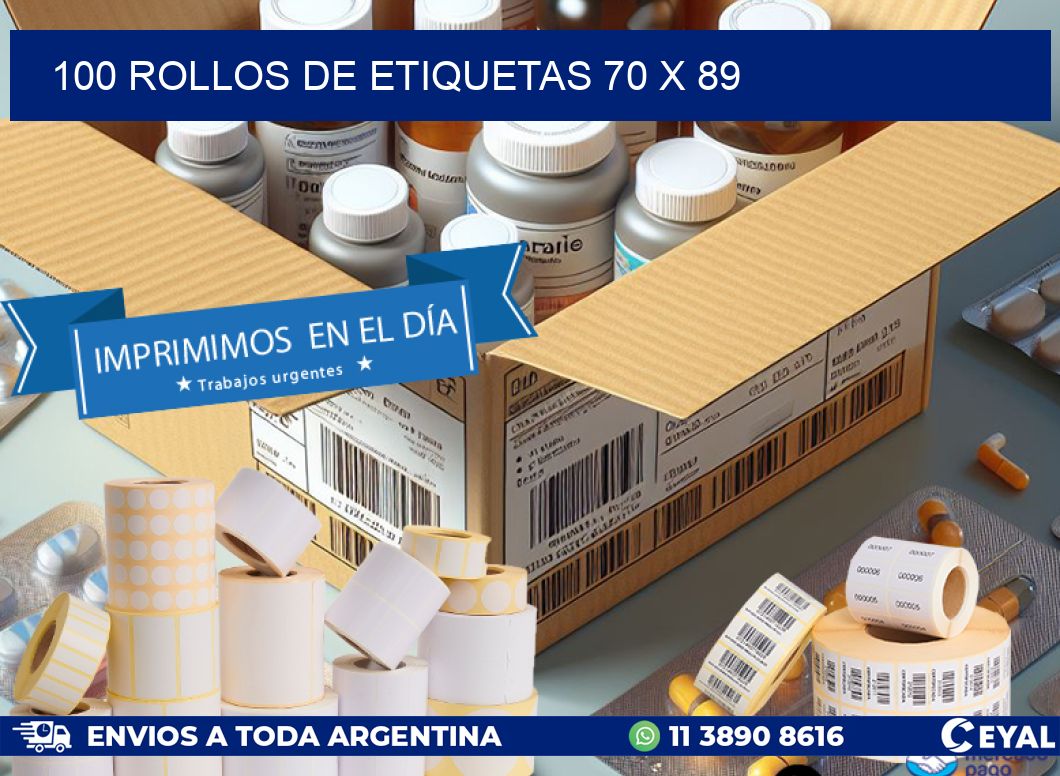 100 ROLLOS DE ETIQUETAS 70 x 89