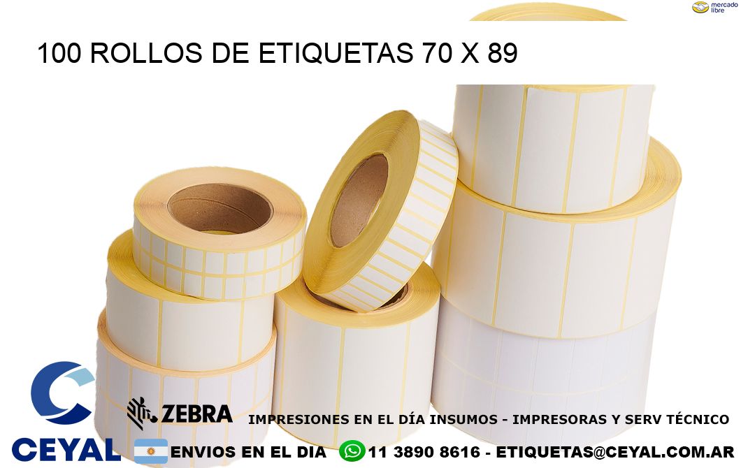 100 ROLLOS DE ETIQUETAS 70 x 89