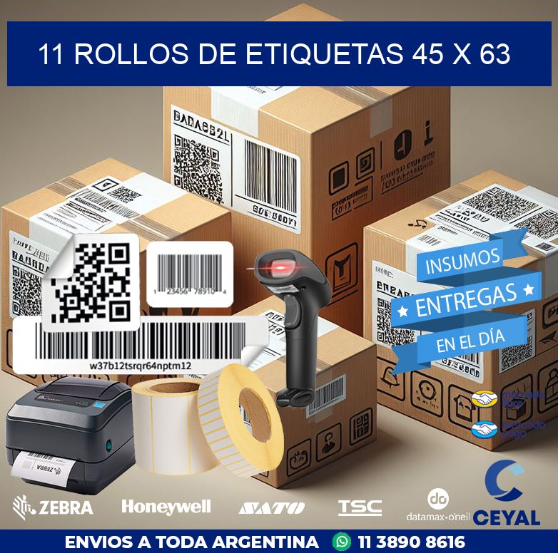 11 ROLLOS DE ETIQUETAS 45 x 63