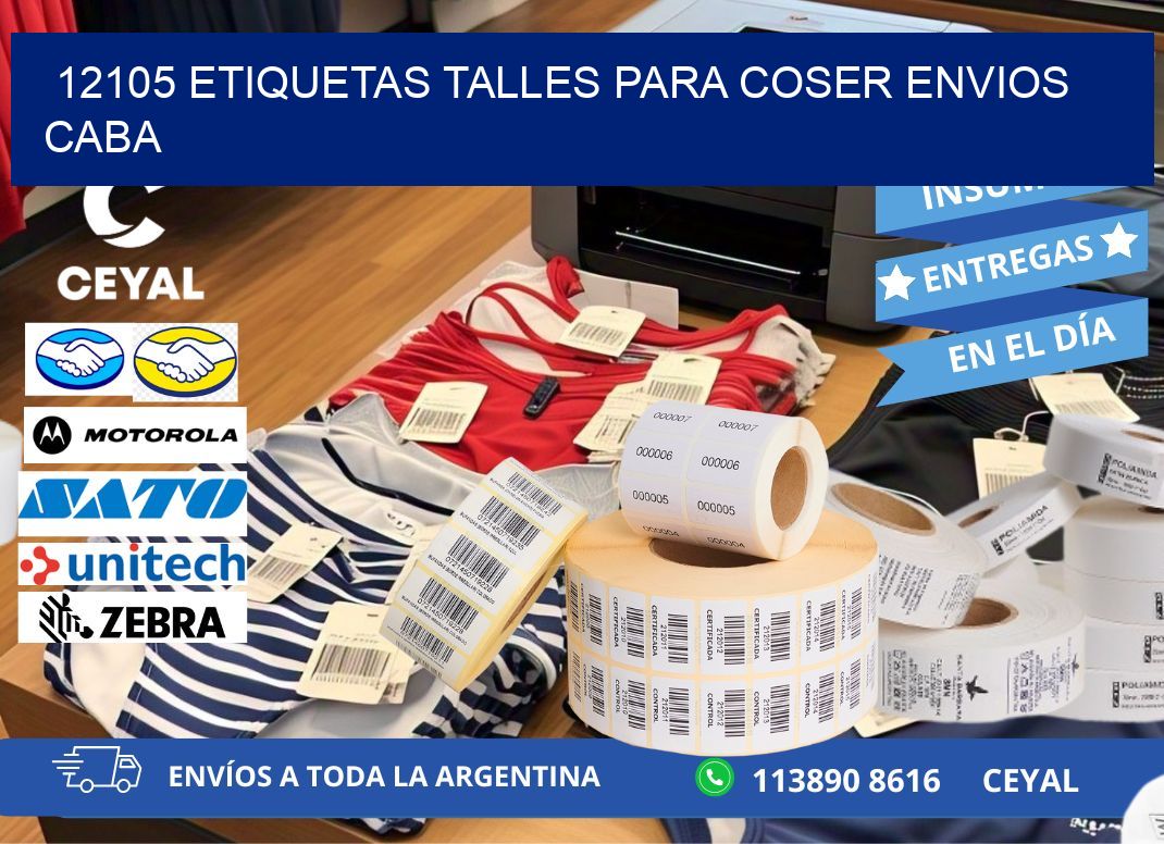 12105 ETIQUETAS TALLES PARA COSER ENVIOS CABA