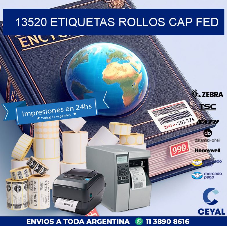 13520 etiquetas rollos CAP FED