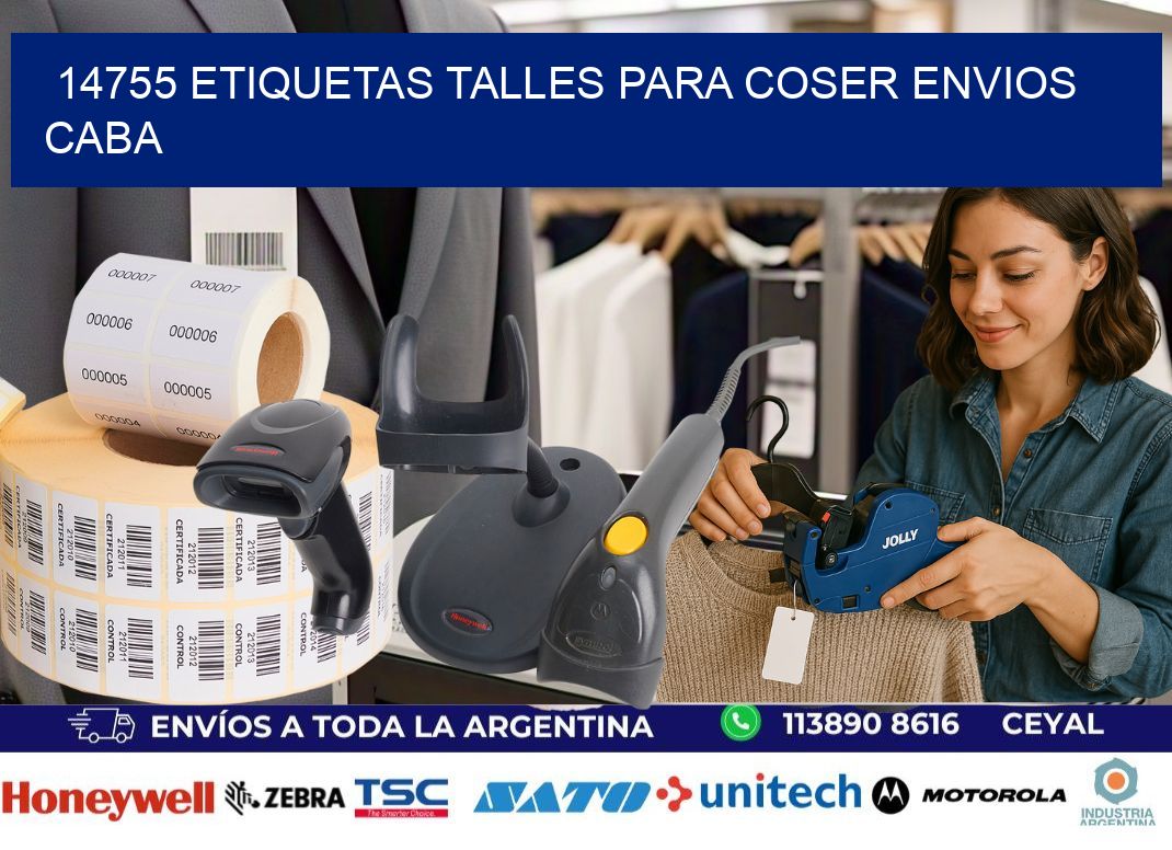 14755 ETIQUETAS TALLES PARA COSER ENVIOS CABA
