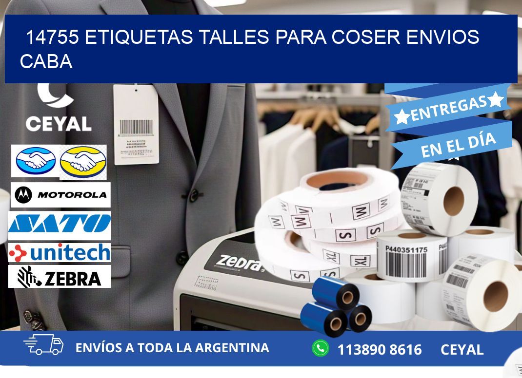 14755 ETIQUETAS TALLES PARA COSER ENVIOS CABA