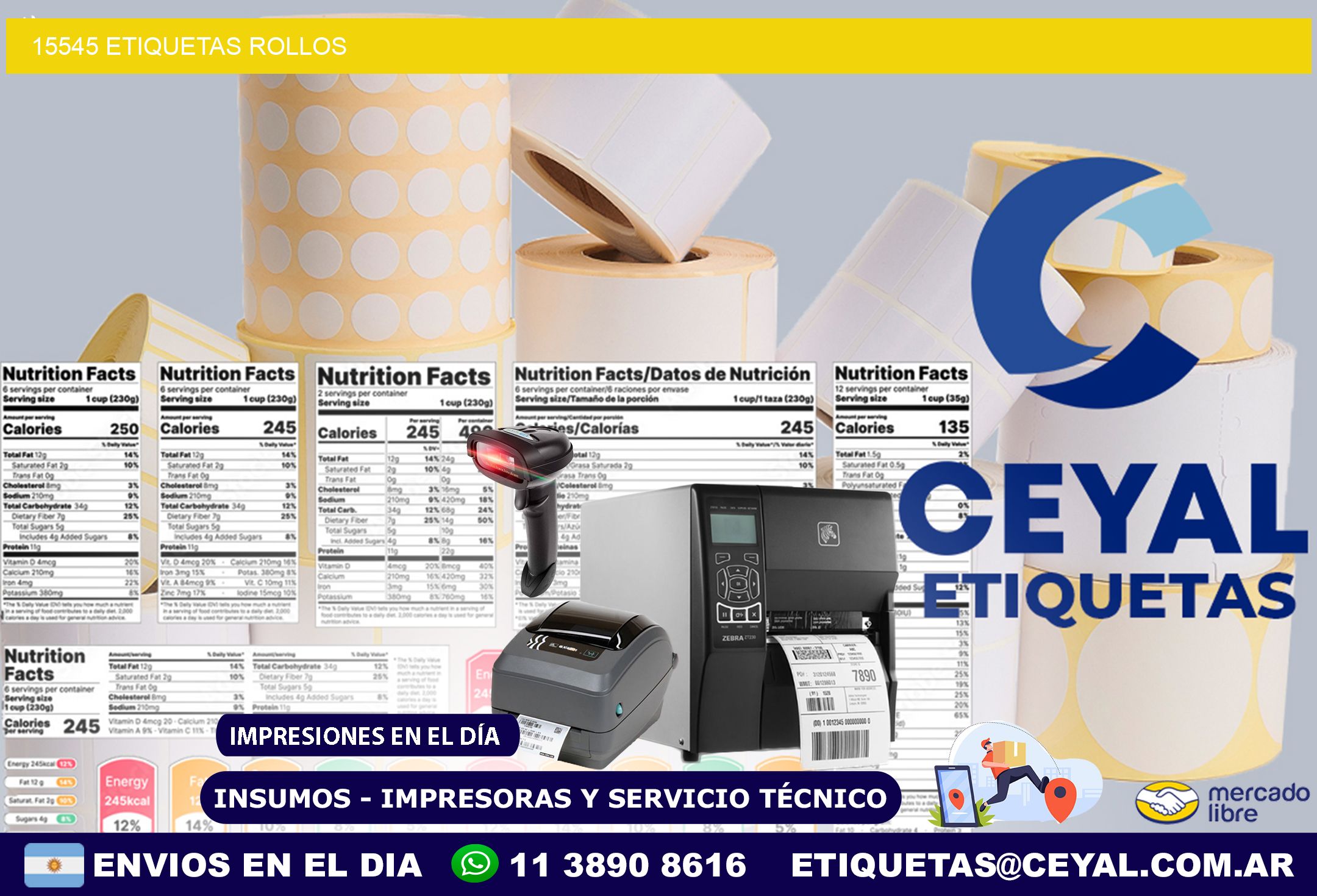 15545 etiquetas rollos