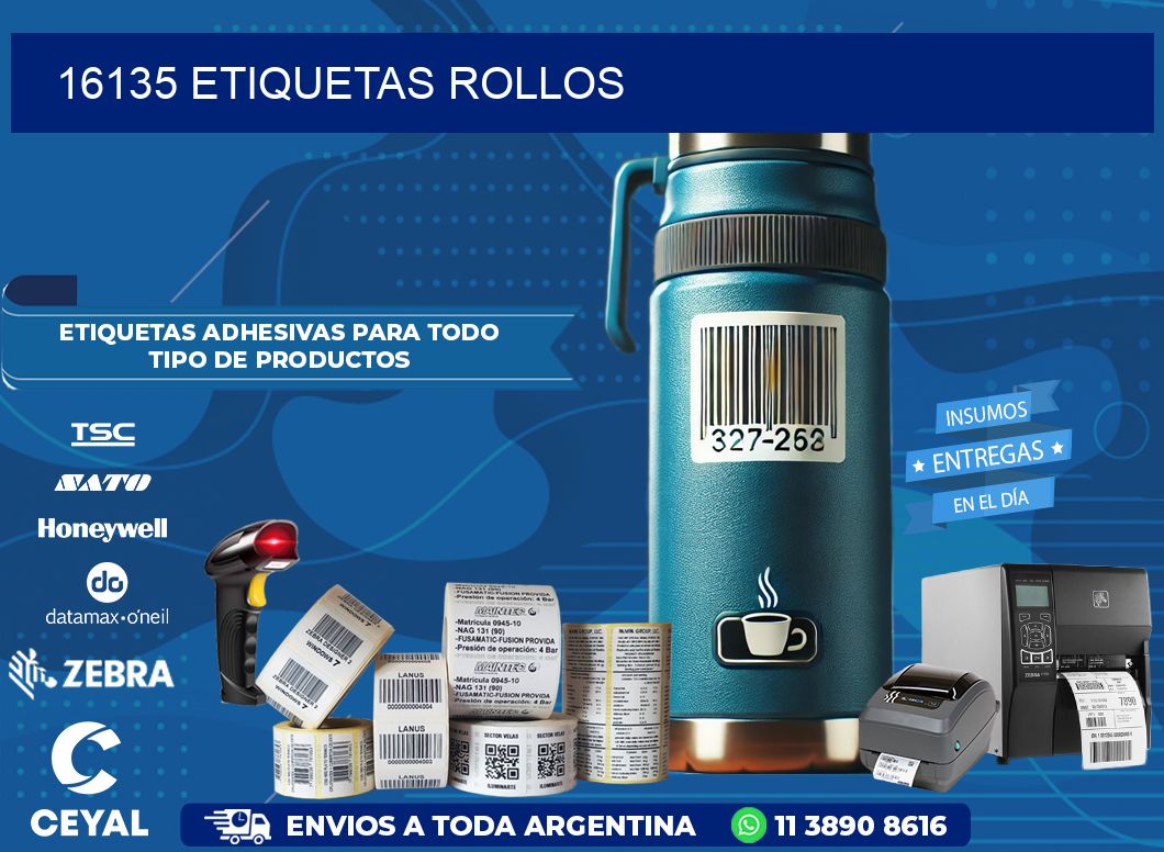 16135 etiquetas rollos