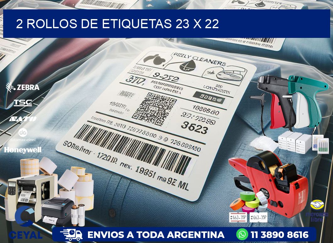 2 ROLLOS DE ETIQUETAS 23 x 22