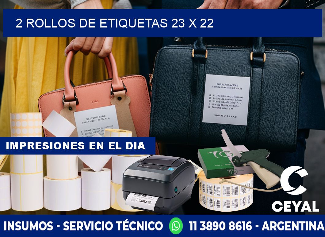 2 ROLLOS DE ETIQUETAS 23 x 22