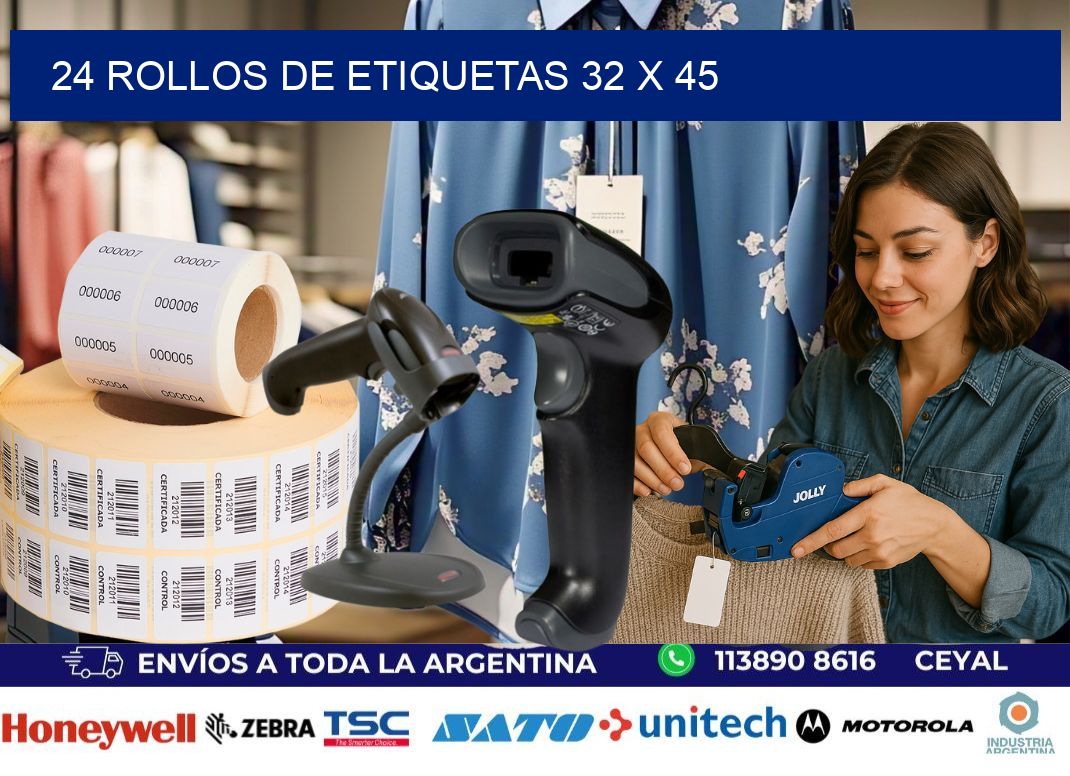 24 ROLLOS DE ETIQUETAS 32 x 45