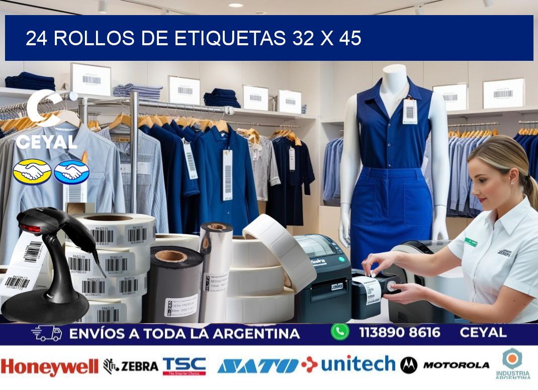 24 ROLLOS DE ETIQUETAS 32 x 45