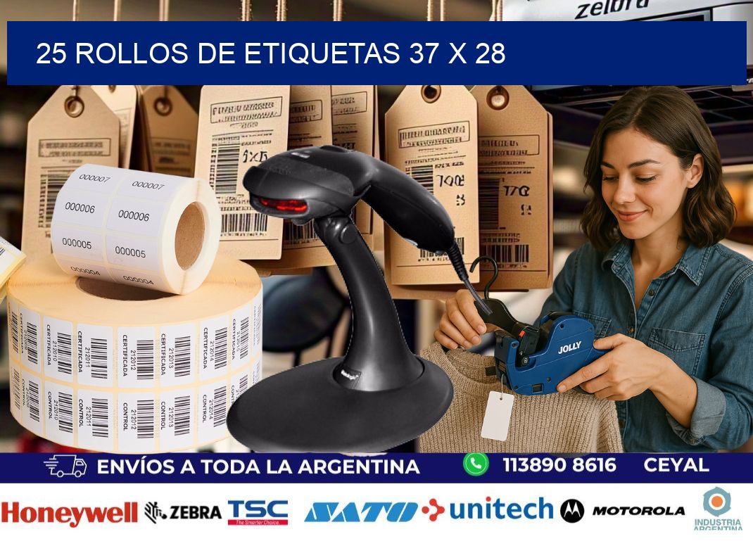 25 ROLLOS DE ETIQUETAS 37 x 28