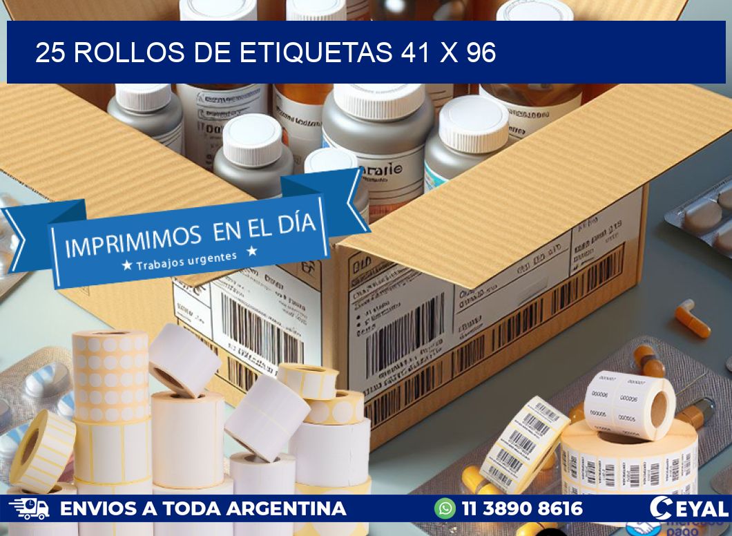25 ROLLOS DE ETIQUETAS 41 x 96