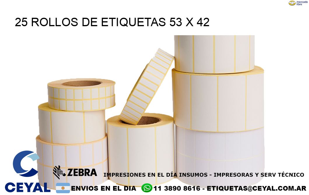 25 ROLLOS DE ETIQUETAS 53 x 42