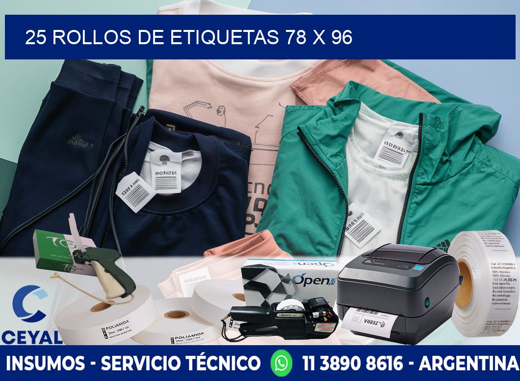 25 ROLLOS DE ETIQUETAS 78 x 96