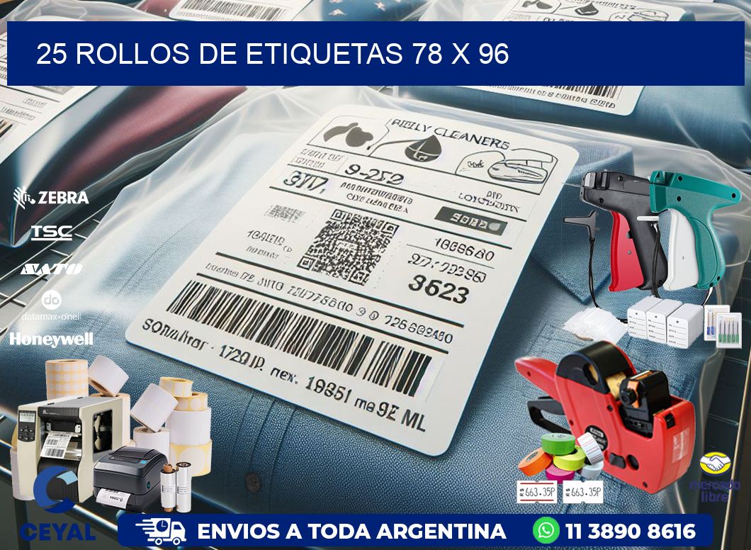 25 ROLLOS DE ETIQUETAS 78 x 96