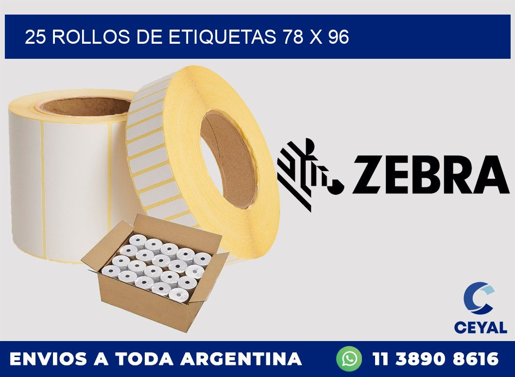 25 ROLLOS DE ETIQUETAS 78 x 96