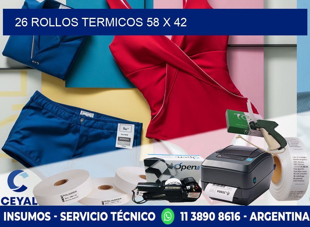 26 ROLLOS TERMICOS 58 x 42