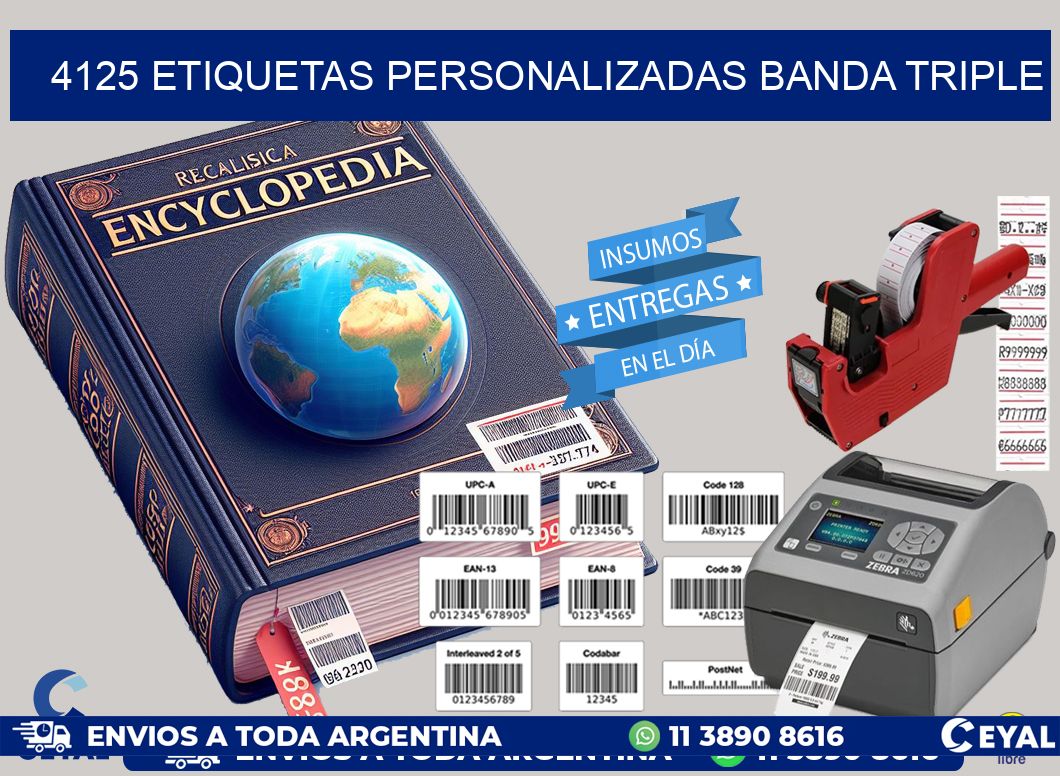 4125 Etiquetas personalizadas banda triple