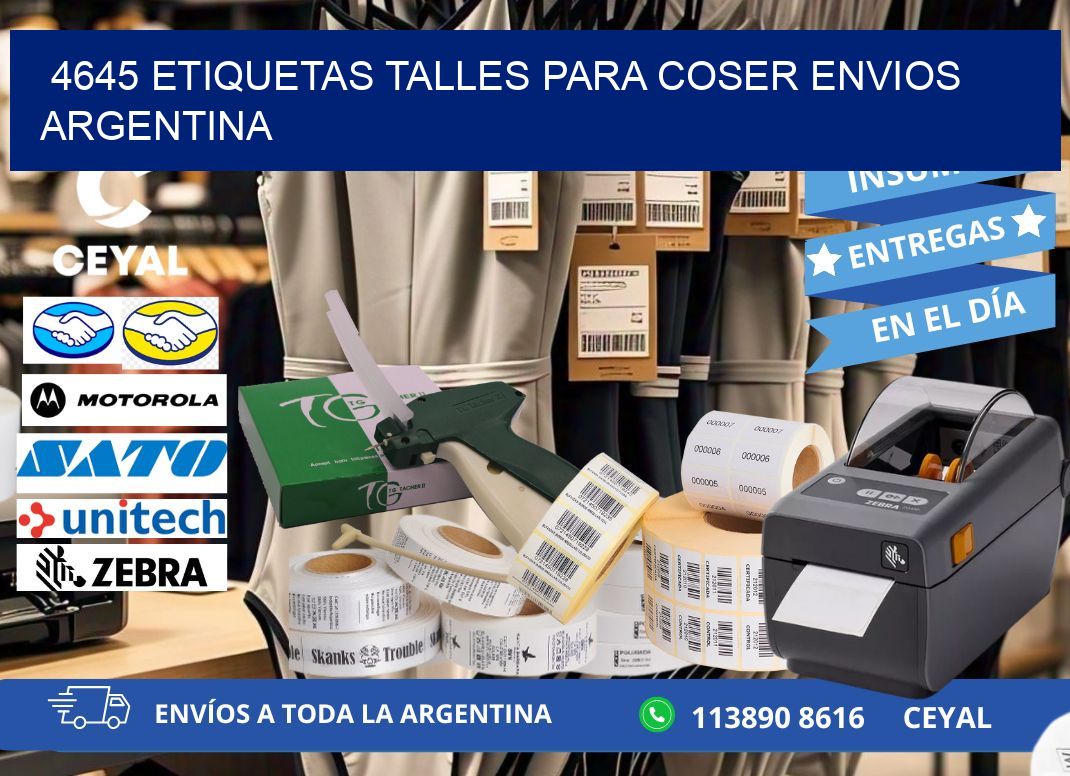 4645 ETIQUETAS TALLES PARA COSER ENVIOS ARGENTINA