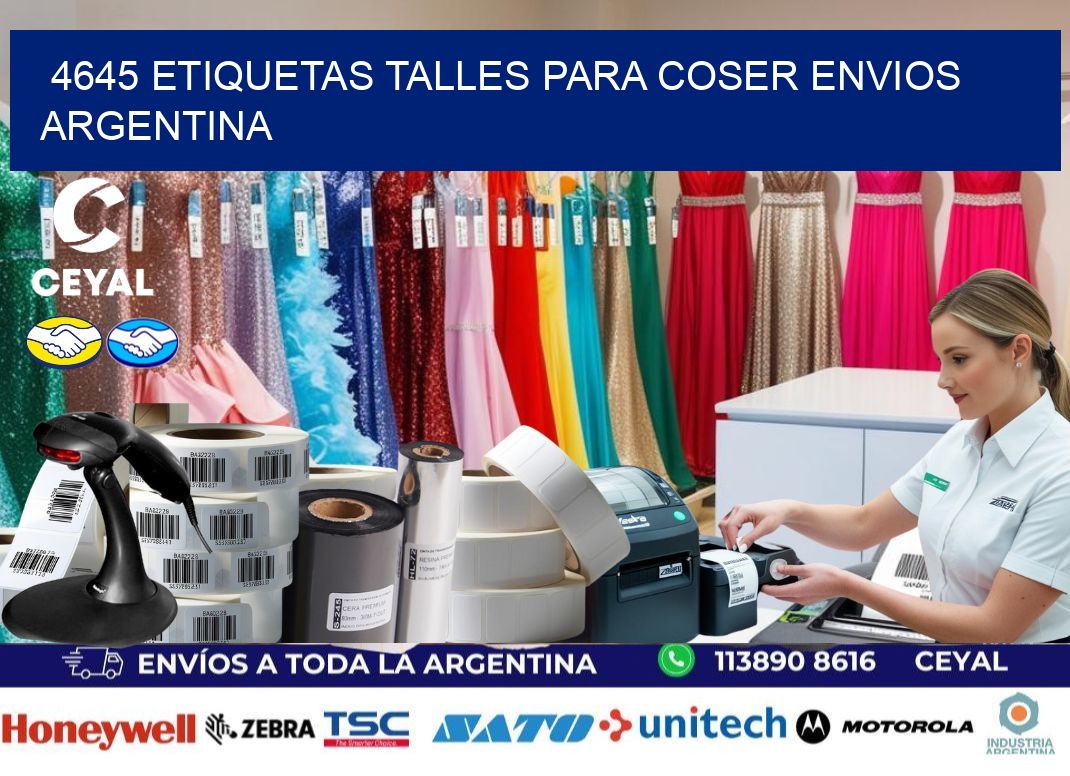 4645 ETIQUETAS TALLES PARA COSER ENVIOS ARGENTINA