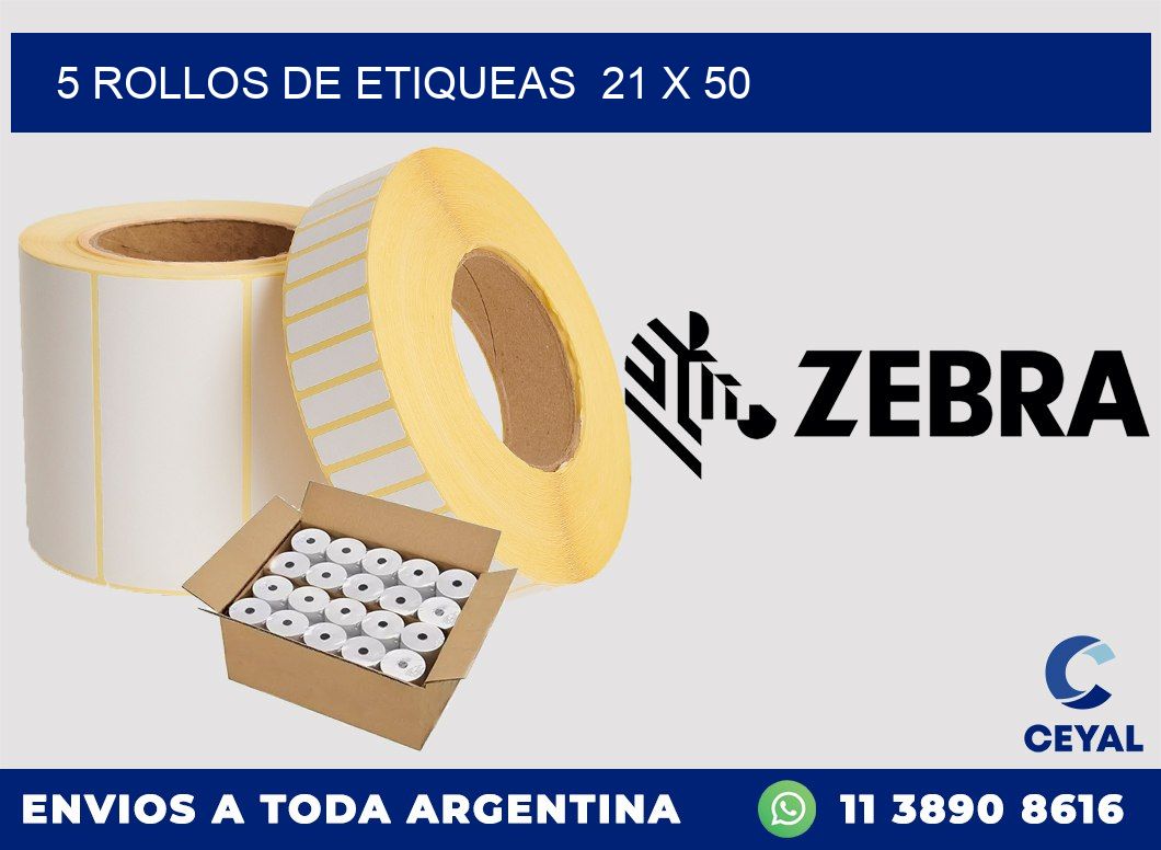 5 ROLLOS DE ETIQUEAS  21 x 50