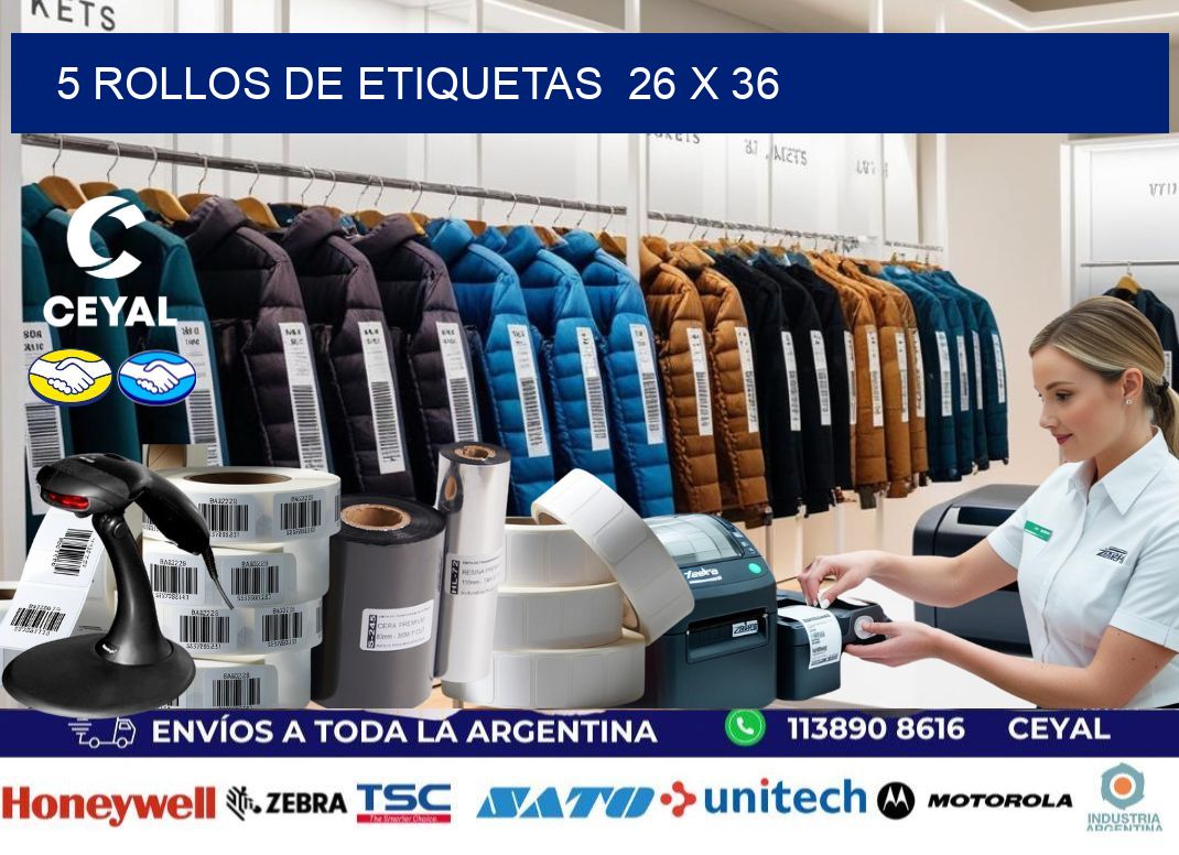 5 ROLLOS DE ETIQUETAS  26 x 36